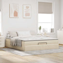 osmannisk sengeramme med madras 180x200 cm stof cremefarvet