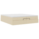 osmannisk sengeramme med madrasser 200x200 cm stof cremefarvet