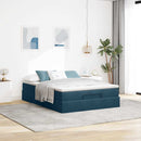 osmannisk sengeramme med madras 140x200 cm fløjl mørkeblå