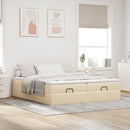 osmannisk sengeramme med madrasser 200x200 cm stof cremefarvet