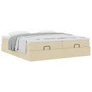 osmannisk sengeramme med madrasser 200x200 cm stof cremefarvet