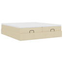 osmannisk sengeramme med madrasser 200x200 cm stof cremefarvet