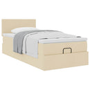 osmannisk sengeramme med madras 90x190 cm stof cremefarvet
