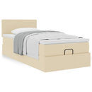 ottoman seng med madras 90x200 cm stof cremefarvet