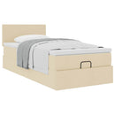 ottoman seng med madras 90x200 cm stof cremefarvet