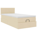 ottoman seng med madras 90x200 cm stof cremefarvet