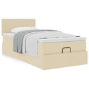 ottoman seng med madras 100x200 cm stof cremefarvet
