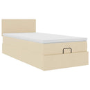 ottoman seng med madras 100x200 cm stof cremefarvet