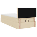 ottoman seng med madras 100x200 cm stof cremefarvet