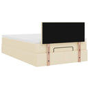 osmannisk sengeramme med madras 120x190 cm stof cremefarvet