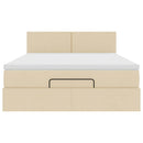 ottoman seng med madras 140x190 cm stof cremefarvet