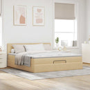 osmannisk sengeramme med madras 180x200 cm stof cremefarvet
