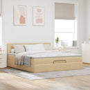 osmannisk sengeramme med madras 200x200 cm stof cremefarvet