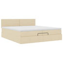 osmannisk sengeramme med madras 200x200 cm stof cremefarvet