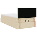 osmannisk sengeramme med madras 90x190 cm stof cremefarvet