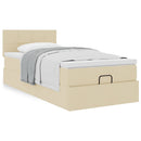 ottoman seng med madras 90x200 cm stof cremefarvet