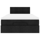 ottoman seng med madras 120x190 cm stof sort
