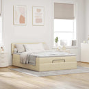 ottoman seng med madras 140x190 cm stof cremefarvet