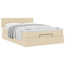 ottoman seng med madras 140x190 cm stof cremefarvet