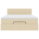 ottoman seng med madras 140x190 cm stof cremefarvet