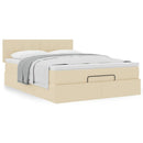 ottoman seng med madras 140x200 cm stof cremefarvet