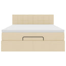ottoman seng med madras 140x200 cm stof cremefarvet
