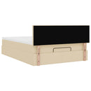 ottoman seng med madras 140x200 cm stof cremefarvet