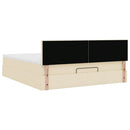 osmannisk sengeramme med madras 180x200 cm stof cremefarvet