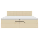 osmannisk sengeramme med madras 200x200 cm stof cremefarvet