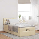 osmannisk sengeramme med madras 90x190 cm stof cremefarvet
