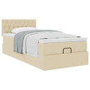 osmannisk sengeramme med madras 90x190 cm stof cremefarvet