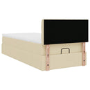 osmannisk sengeramme med madras 90x190 cm stof cremefarvet