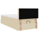 ottoman seng med madras 90x200 cm stof cremefarvet