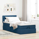 ottoman seng med madras 90x200 cm stof blå