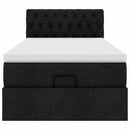 ottoman seng med madras 100x200 cm stof sort