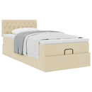 ottoman seng med madras 100x200 cm stof cremefarvet