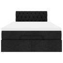 ottoman seng med madras 120x190 cm stof sort