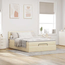 ottoman seng med madras 140x190 cm stof cremefarvet
