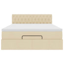 ottoman seng med madras 140x190 cm stof cremefarvet