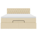 ottoman seng med madras 140x200 cm stof cremefarvet