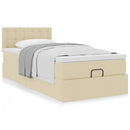 osmannisk sengeramme med madras 90x190 cm stof cremefarvet