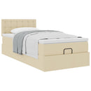 osmannisk sengeramme med madras 90x190 cm stof cremefarvet