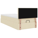 osmannisk sengeramme med madras 90x190 cm stof cremefarvet