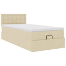 ottoman seng med madras 90x200 cm stof cremefarvet