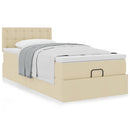 ottoman seng med madras 100x200 cm stof cremefarvet