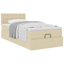 ottoman seng med madras 100x200 cm stof cremefarvet