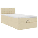 ottoman seng med madras 100x200 cm stof cremefarvet