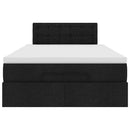 ottoman seng med madras 120x190 cm stof sort