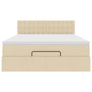 ottoman seng med madras 140x190 cm stof cremefarvet