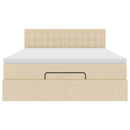 ottoman seng med madras 140x200 cm stof cremefarvet